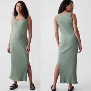 GAP Maternity Rib Maxi Tank Dress NEW in Sage Green Large